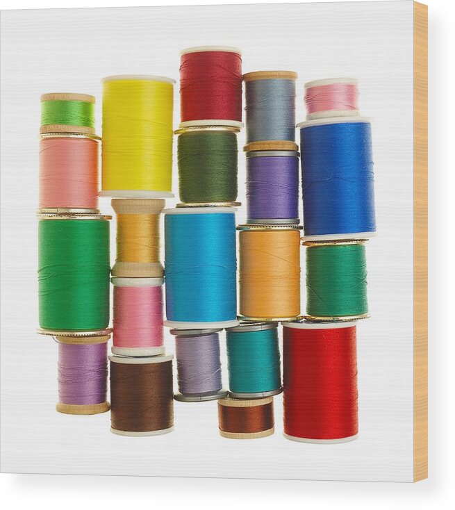 Thread Wood Print featuring the photograph Spools Of Thread #2 by Jim Hughes