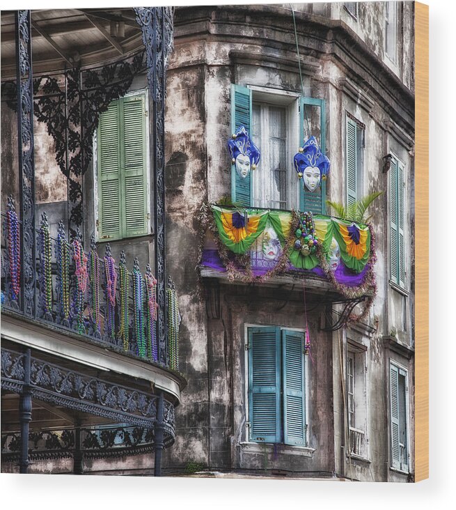 Mardi Gras Wood Print featuring the photograph The French Quarter during Mardi Gras by Mountain Dreams