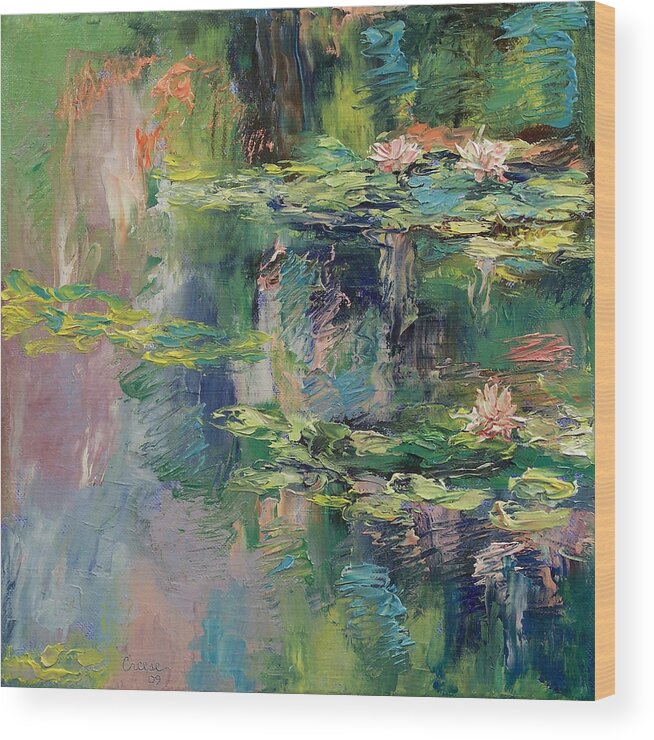 Water Lilies Wood Print featuring the painting Water Lilies by Michael Creese