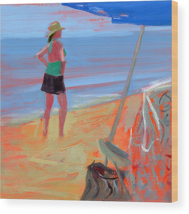 Beach Wood Print featuring the painting Untitled #232 by Chris N Rohrbach