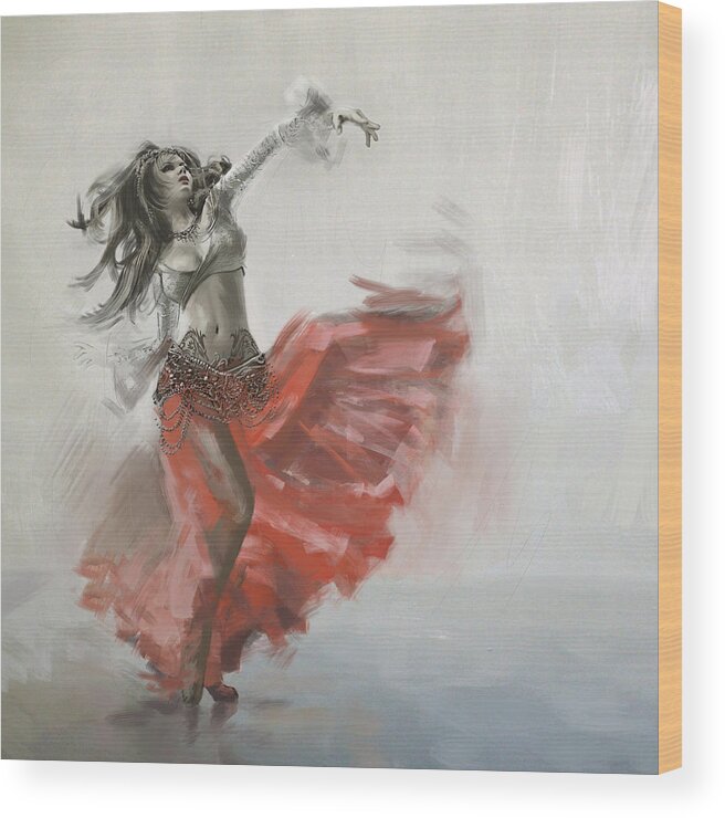 Belly Dance Art Wood Print featuring the painting Belly Dancer 4 by Corporate Art Task Force