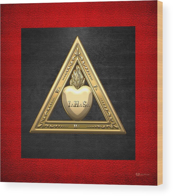 'ancient Brotherhoods' Collection By Serge Averbukh Wood Print featuring the digital art 26th Degree Mason - Prince of Mercy or Scottish Trinitarian Masonic Jewel by Serge Averbukh