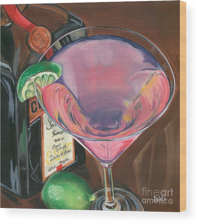 Martini Wood Print featuring the painting Cosmo Martini by Debbie DeWitt