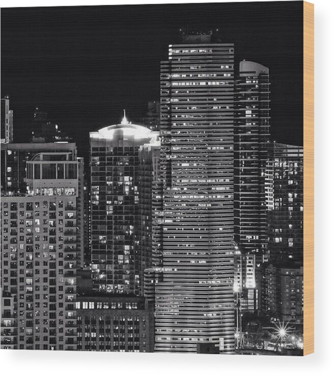 Nightlight Wood Print featuring the photograph Downtown - Miami #3 by Joel Lopez