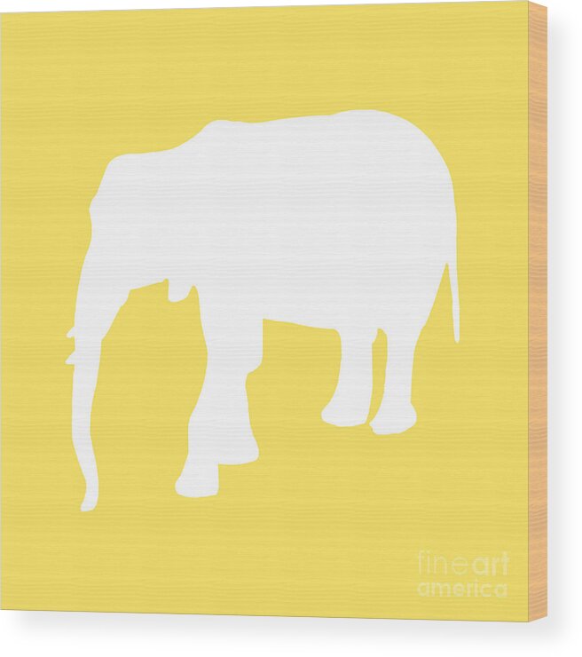 Graphic Art Wood Print featuring the digital art Elephant in Yellow and White #3 by Jackie Farnsworth