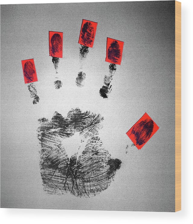 Handprint Wood Print featuring the photograph Identity Fraud #4 by Kevin Curtis