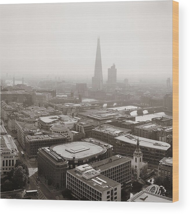 London Wood Print featuring the photograph London rooftop view panorama #4 by Songquan Deng