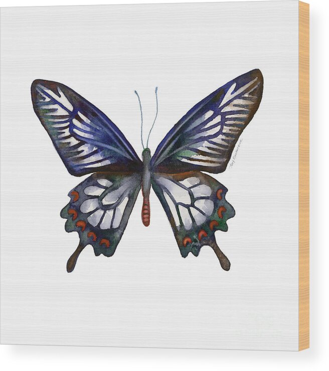 Ceylon Wood Print featuring the painting 54 Ceylon Rose Butterfly by Amy Kirkpatrick