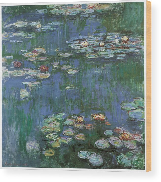 Claude Monet Wood Print featuring the painting Waterlilies #6 by Claude Monet
