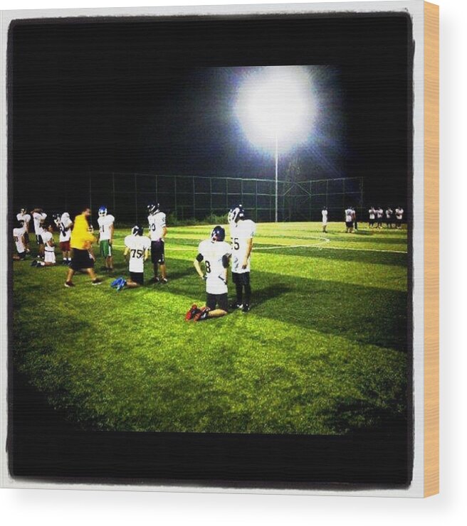 Helmet Wood Print featuring the photograph American Football Training by Korcan Uster