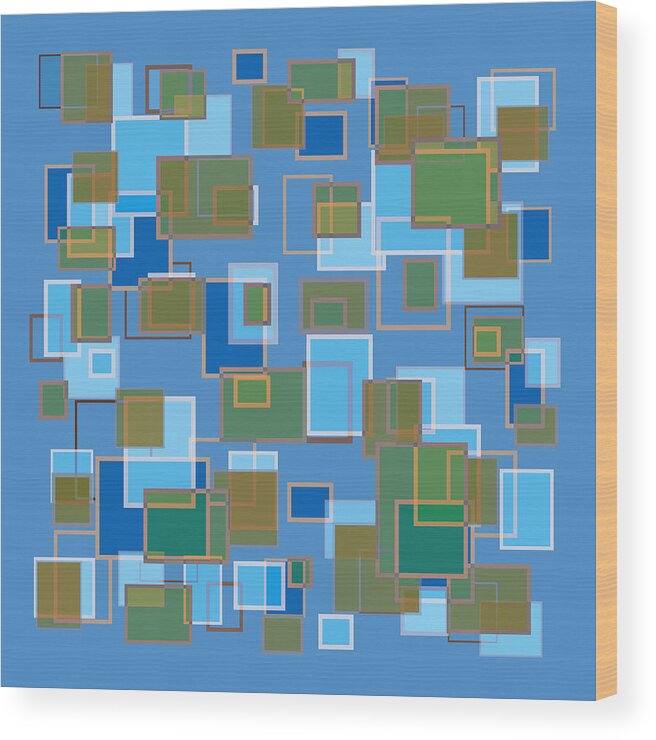 Blue Abstract Wood Print featuring the painting Blue Abstract #1 by Frank Tschakert