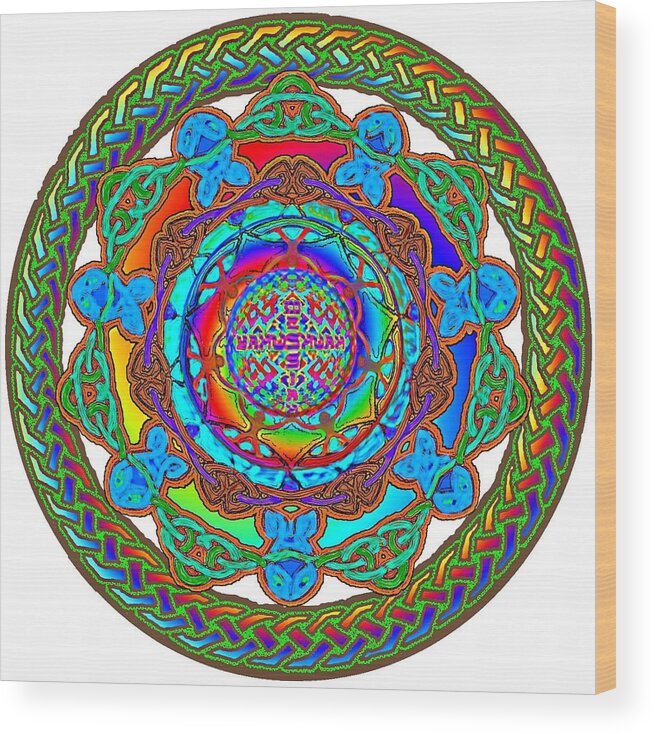 Mandala Wood Print featuring the digital art 7 Fish Rainbow Yahushuah Messiah by Hidden Mountain