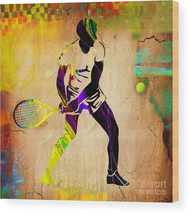 Tennis Wood Print featuring the mixed media Mens Tennis #7 by Marvin Blaine