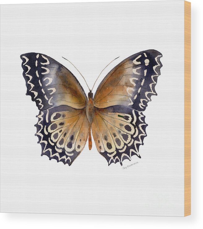 Cethosia Wood Print featuring the painting 77 Cethosia Butterfly by Amy Kirkpatrick