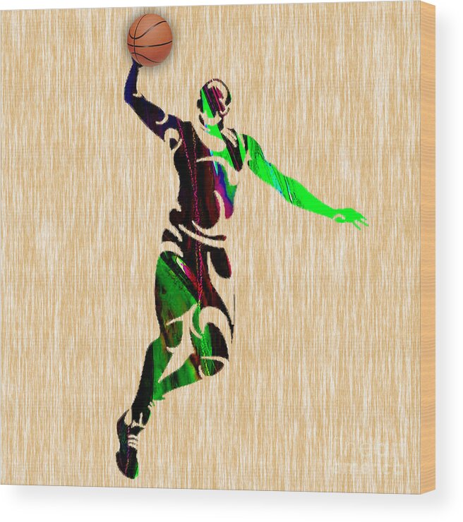 Basketball Wood Print featuring the mixed media Basketball #8 by Marvin Blaine