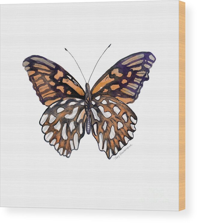 Mexican Silver Spot Butterfly Wood Print featuring the painting 9 Mexican Silver Spot Butterfly by Amy Kirkpatrick