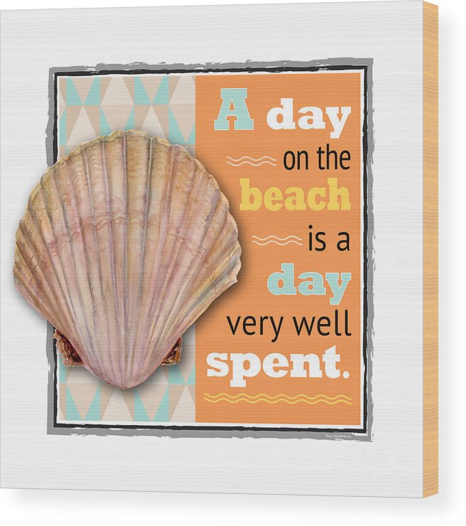 Scallop Wood Print featuring the digital art A day on the beach is a day very well spent. by Amy Kirkpatrick