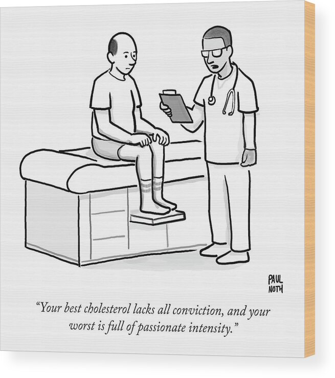 Doctor Wood Print featuring the drawing A Doctor Addresses A Patient In The Examination by Paul Noth
