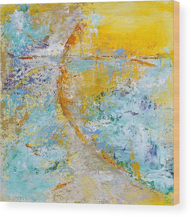 Contemporary Wood Print featuring the painting A Gentle Convergence by Mary Sullivan