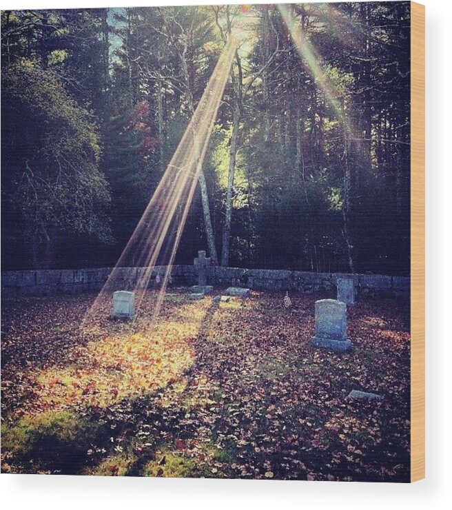 Cemetery Wood Print featuring the photograph A Magical Scene in a Country Cemetary by Jason Fourquet
