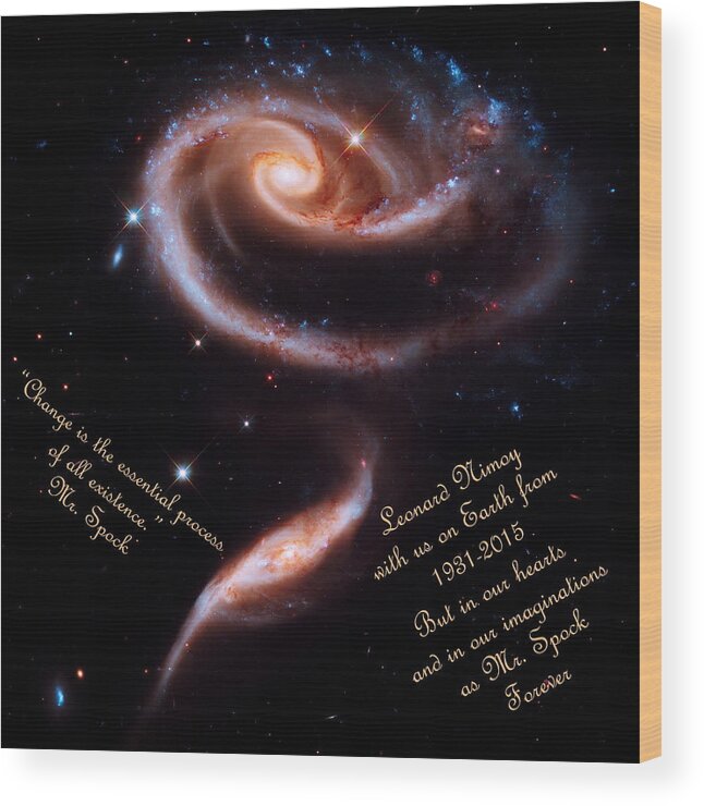 Vulcan Wood Print featuring the photograph A Rose Made of Galaxies for Spock by Vicki Maheu