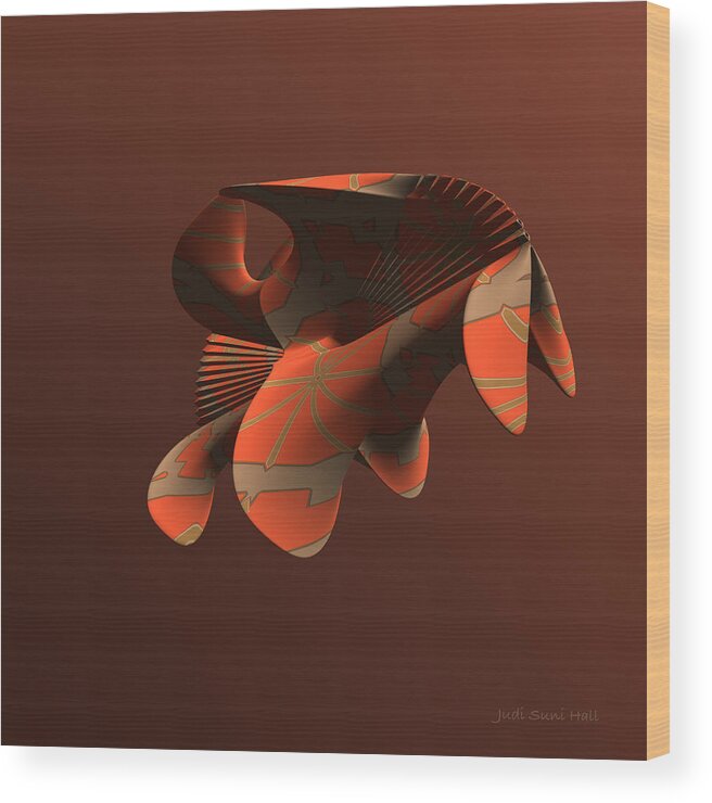 Orange Abstract Wood Print featuring the digital art Abstract 351 by Judi Suni Hall