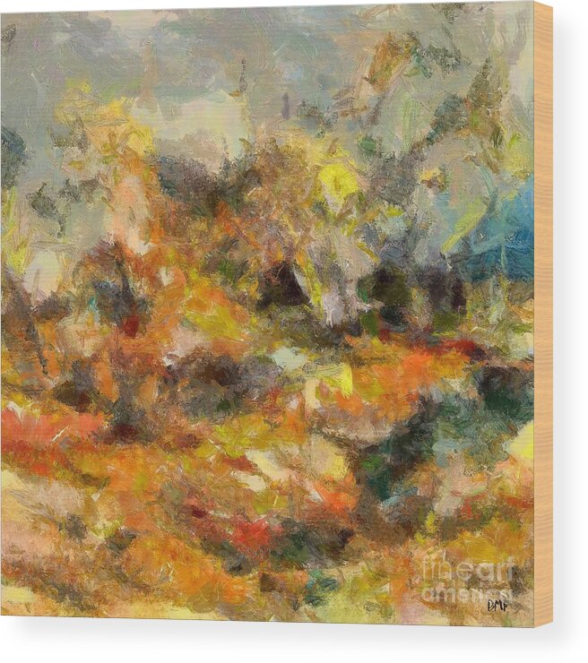 Abstract Autumn Wood Print featuring the painting Abstract Autumn 2 by Dragica Micki Fortuna