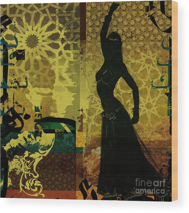 Belly Dance Art Wood Print featuring the painting Abstract Belly Dancer 11 by Mahnoor Shah