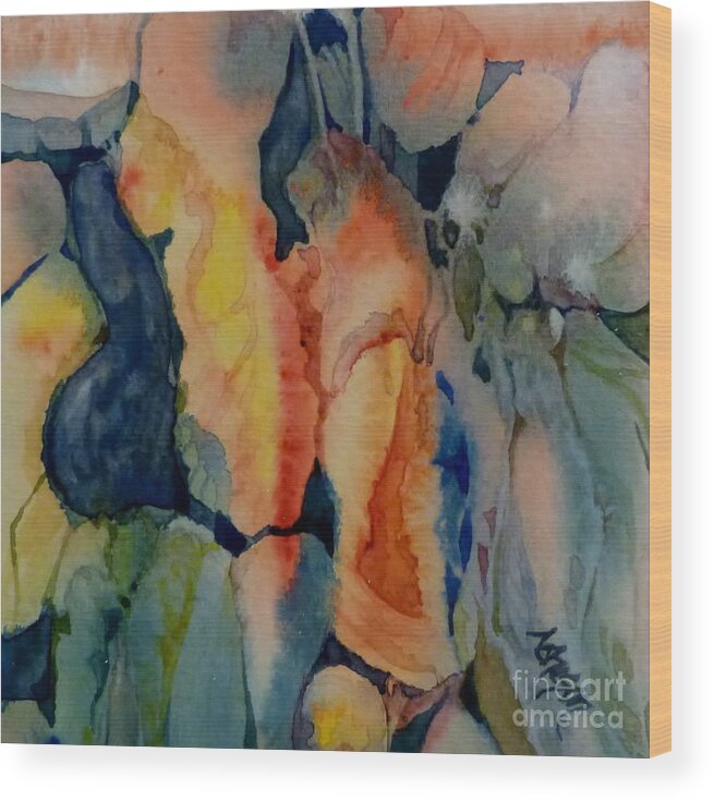  Wood Print featuring the painting Abstract Cave 2 by Donna Acheson-Juillet