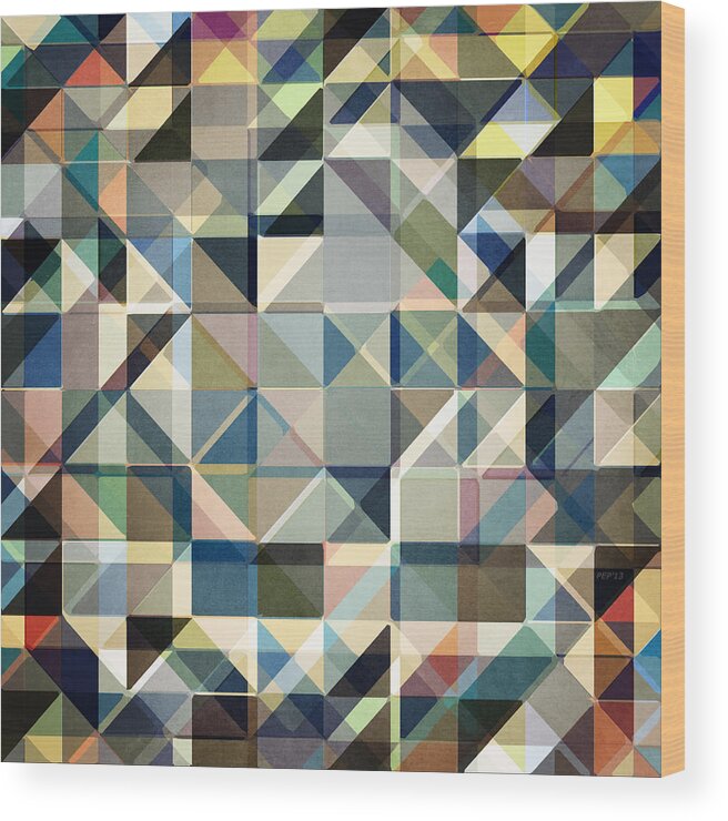 Earth Tones Wood Print featuring the digital art Abstract Earth Tone Grid by Phil Perkins