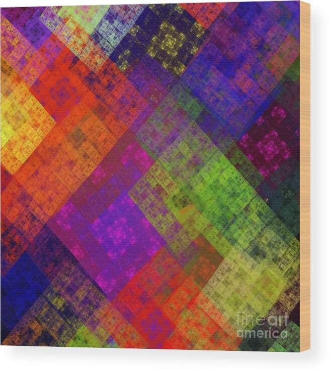 Andee Design Abstract Wood Print featuring the digital art Abstract - Rainbow Infusion - Square by Andee Design