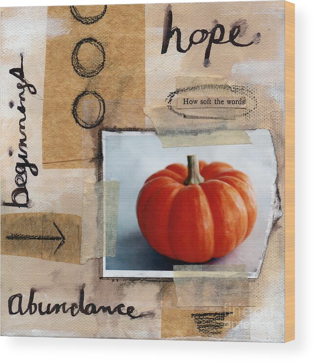 Pumpkin Wood Print featuring the painting Abundance by Linda Woods