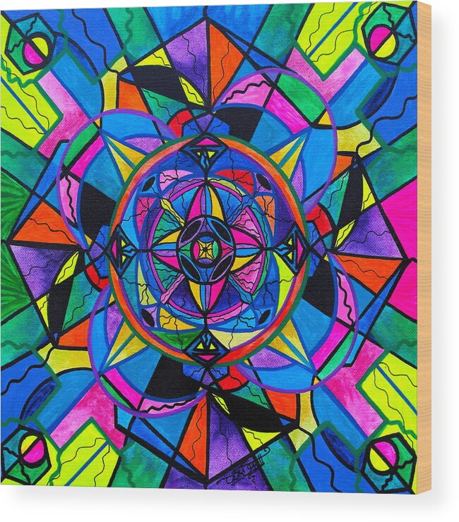 Vibration Wood Print featuring the painting Activating Potential by Teal Eye Print Store