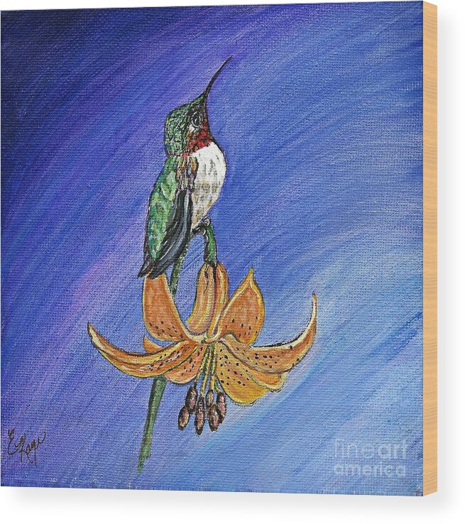 Hummingbird Wood Print featuring the painting Admiration by Ella Kaye Dickey
