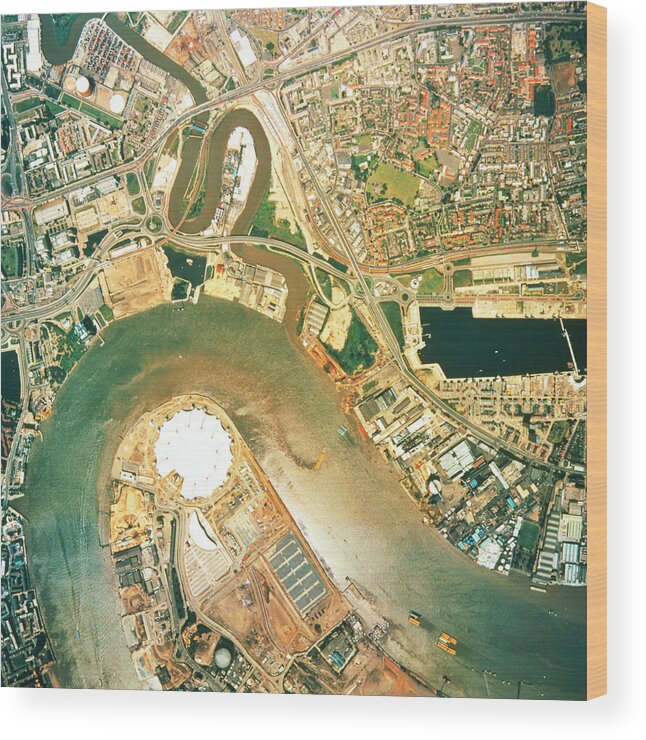 London Wood Print featuring the photograph Aerial Image Of London And Its Millennium Dome by Nrsc Ltd/science Photo Library