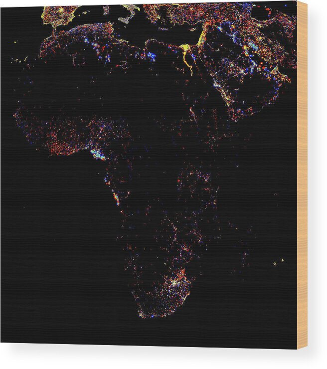 Israel Wood Print featuring the photograph Africa At Night by Noaa/science Photo Library