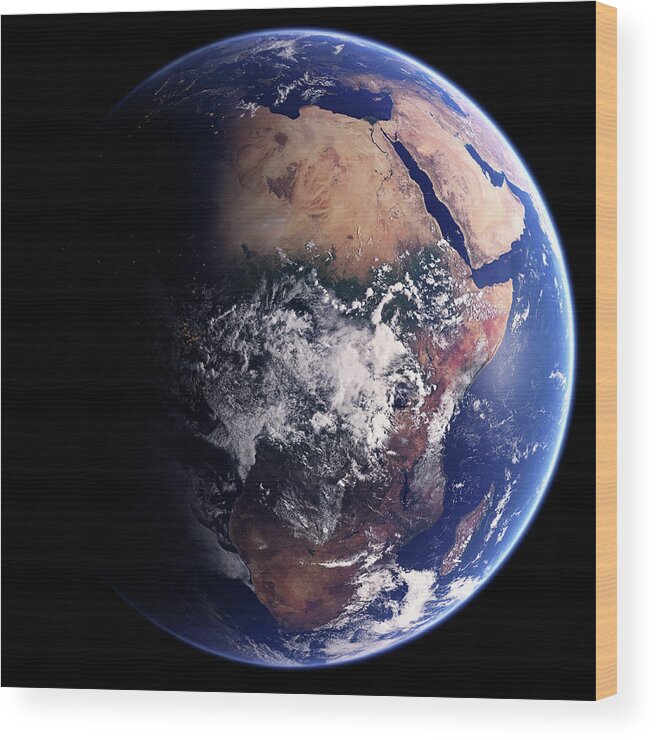 Africa Wood Print featuring the photograph Africa From Space by Ikon Ikon Images