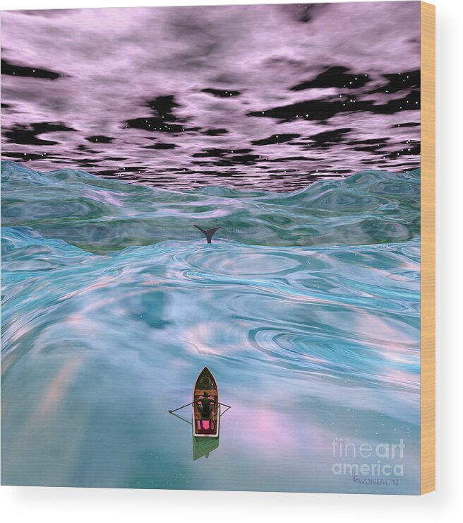 Fantasy Wood Print featuring the digital art Ahab And The Whale by Walter Neal