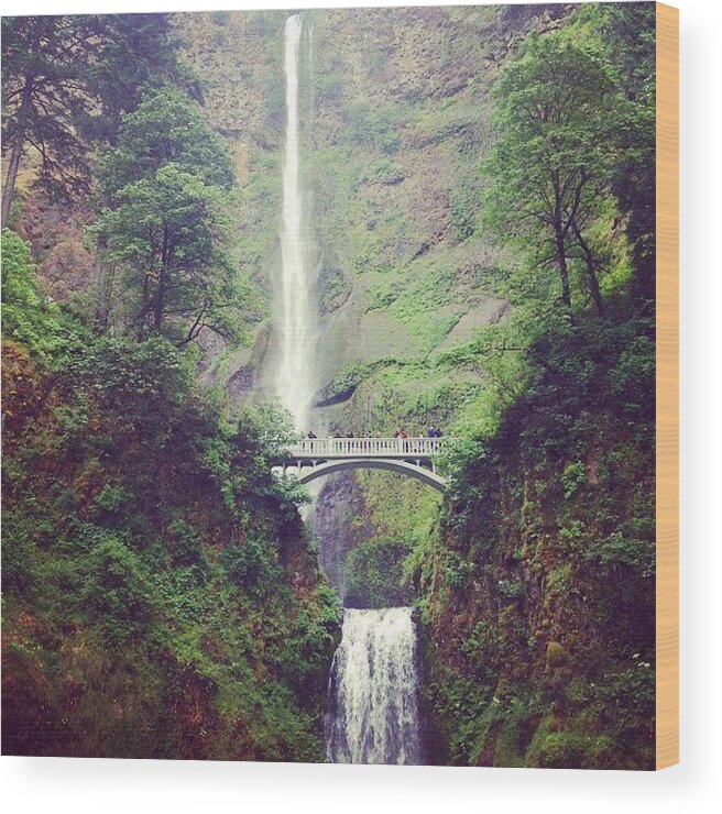 Footbridge Wood Print featuring the photograph All The Way To The Top #multnomahfalls by Kelly Boich