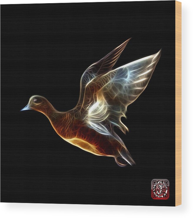 Wigeon Wood Print featuring the mixed media American Wigeon - 7675 F - BB by James Ahn