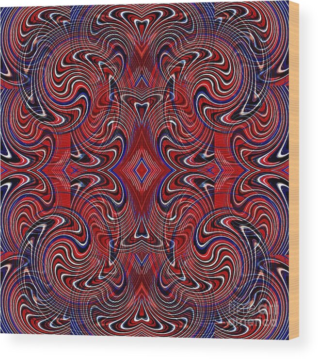 Swirl Wood Print featuring the digital art Americana Swirl Design 1 by Sarah Loft