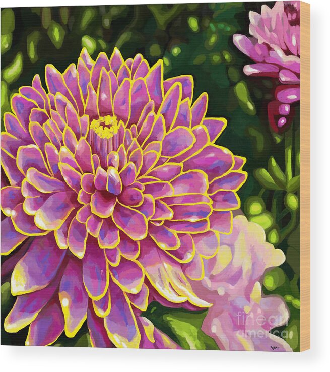 Asters Wood Print featuring the painting Amiable Aster by Jackie Case
