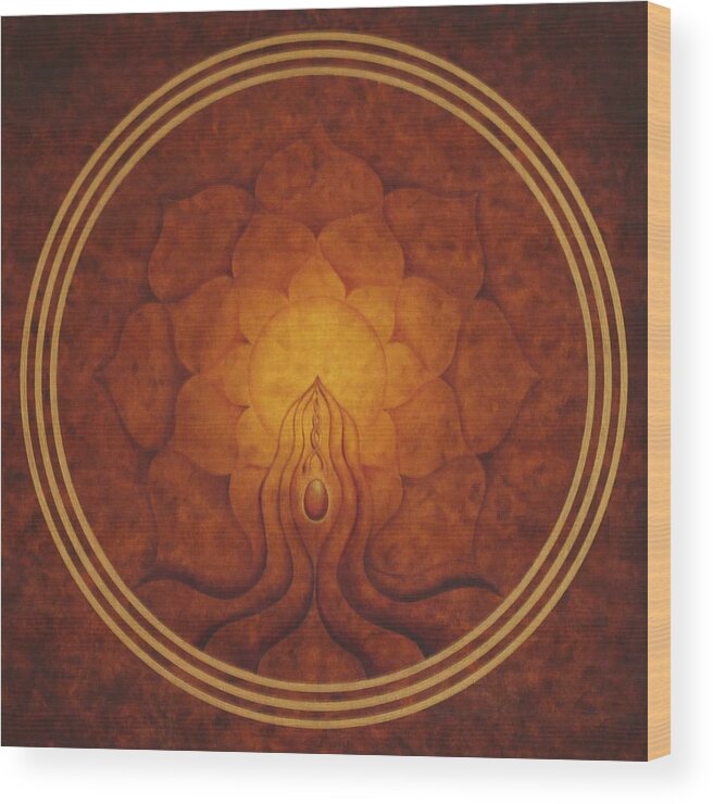 Mandala Wood Print featuring the painting Amrita by Erik Grind