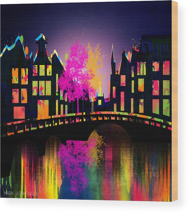 Amsterdam Wood Print featuring the digital art Amsterdam by Mark Ashkenazi