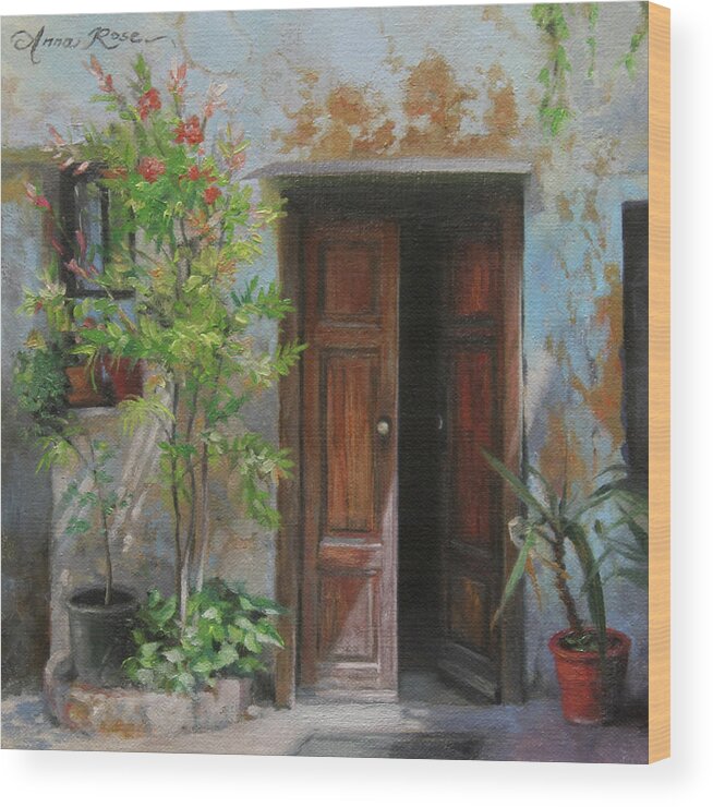 Milan Wood Print featuring the painting An Open Door Milan Italy by Anna Rose Bain