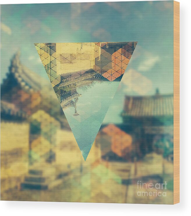 Diamond Pattern Wood Print featuring the digital art Ancient Temple in Geometrics 1 by Beverly Claire Kaiya