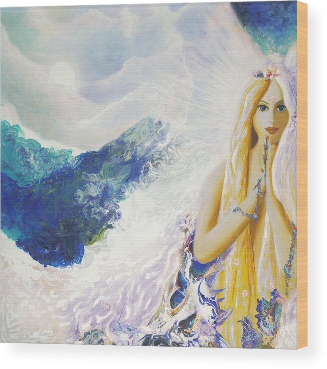 Peace Wood Print featuring the painting Angel of Peace by Valerie Graniou-Cook