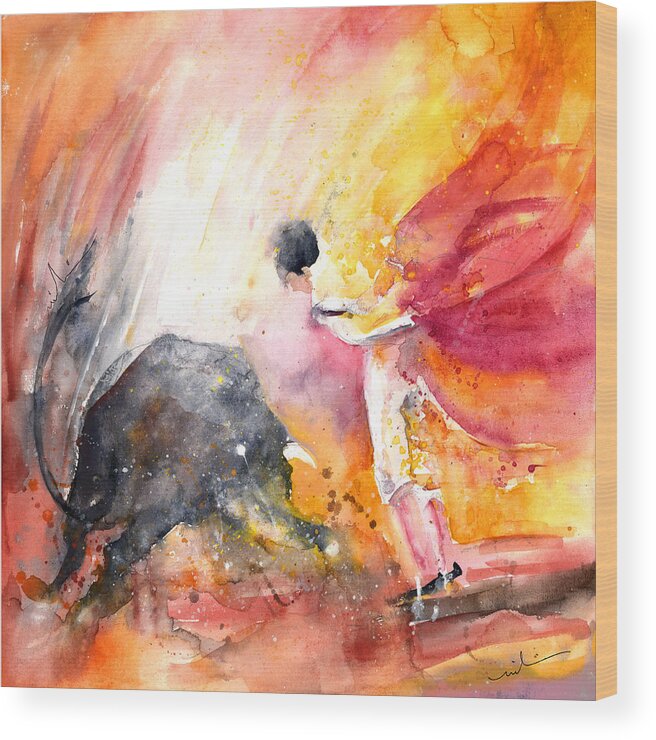Europe Wood Print featuring the painting Angry Little Bull by Miki De Goodaboom