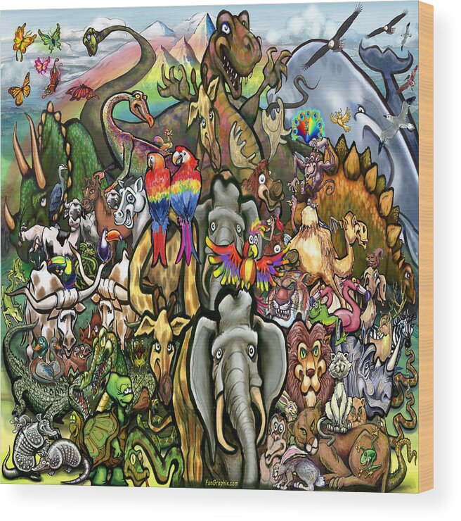 Animal Wood Print featuring the digital art Animals Great and Small by Kevin Middleton