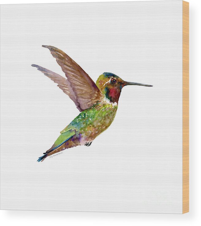 Bird Wood Print featuring the painting Anna Hummingbird by Amy Kirkpatrick